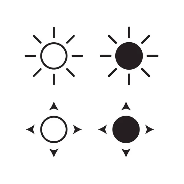 Набор Вектора Солнечной Иконы Модном Стиле Изолирован Белом Фоне — стоковый вектор