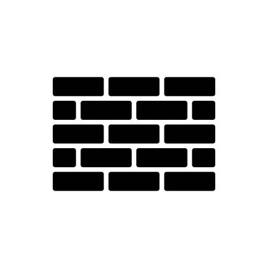 Tuğla Duvarı Simge Vektörü Beyaz Arkaplanda İzole Edildi