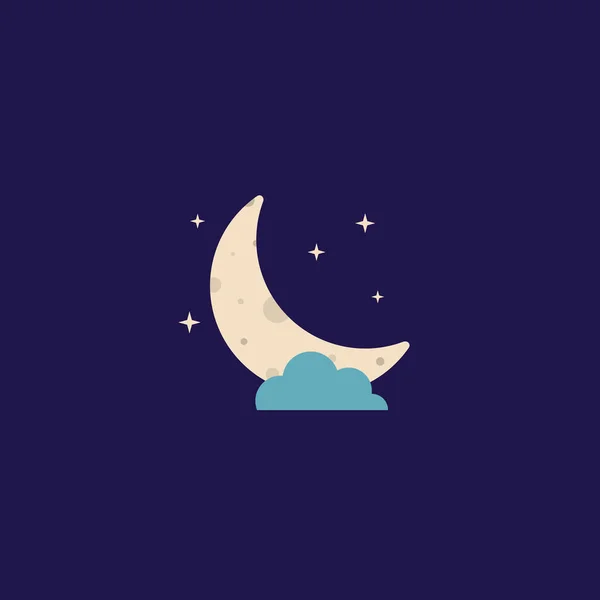 トレンディフラットスタイルのムーンアイコンベクトル 夜のシンボルイラスト — ストックベクタ