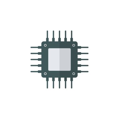Moda Düz Biçimli İşlemci Simgesi Vektörü. Merkezi İşlem Birimi Sembol İllüstrasyonu
