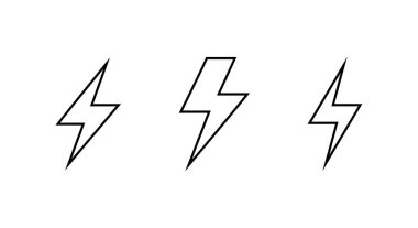 Şimşek simgesi hizada. Elektrik, voltaj ve şarj tasarımı için elektrik ve enerji sembolü