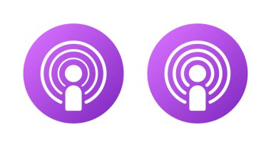 Apple podcast logosu ve düz tasarım yayın ikonu. Ses yayını sembolü