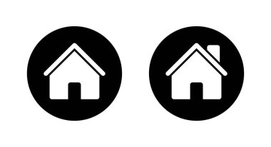 Ev, siyah daireli ana sayfa ikonu. Ev, bina ve emlak sembolü.