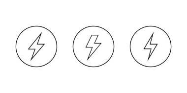 Dairesel çizgide şimşek çizgisi simgesi. Elektrik gücü ve enerji sembolü