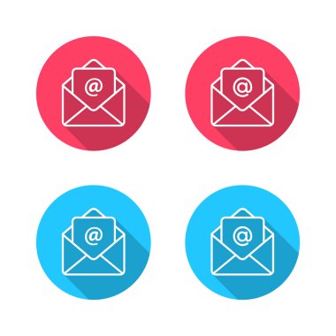 Uzun gölgeli e- posta zarfı simgesini aç. Posta kutusu ve iletişim mesajı sembolü