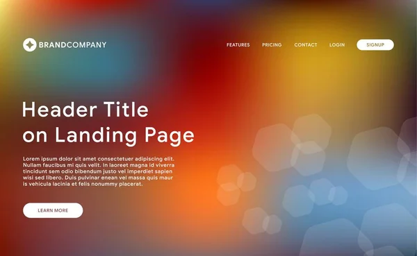Gradient Mesh Hintergrund Mit Landing Page Web Template — Stockvektor