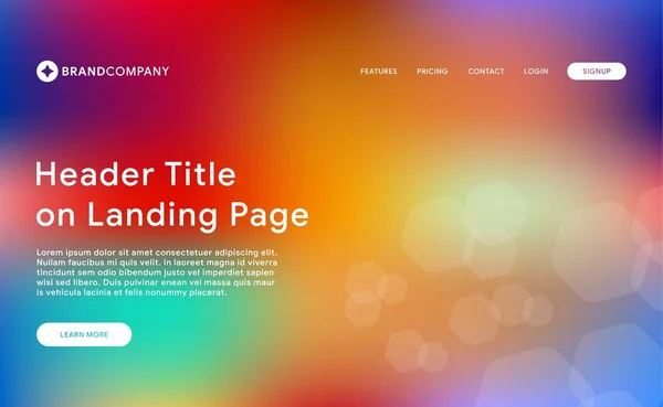 Gradient Mesh Hintergrund Mit Landing Page Web Template — Stockvektor