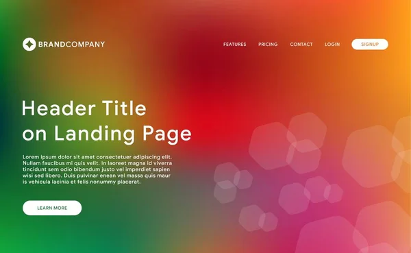 Gradient Mesh Hintergrund Mit Header Website Vorlage — Stockvektor