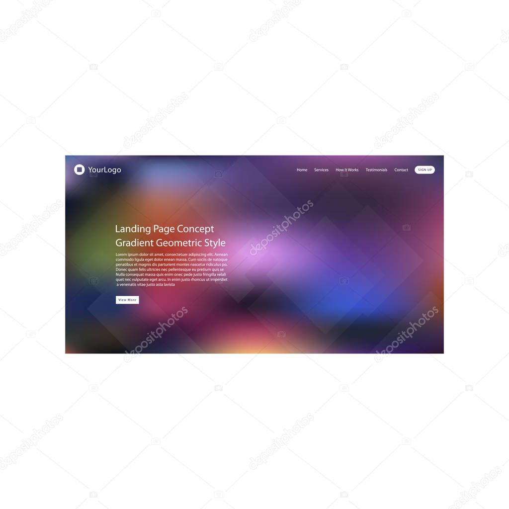 Abstract colored gradient mesh background of web header for website template