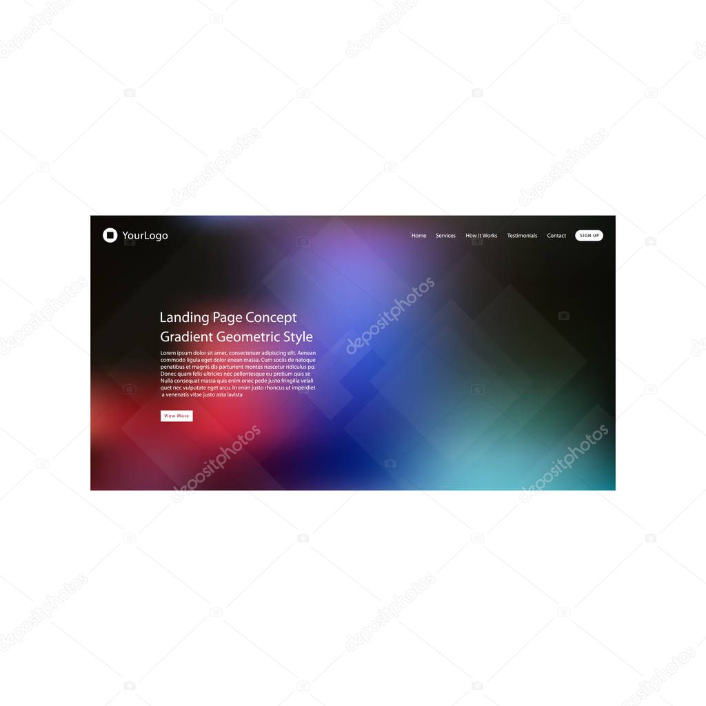 Abstract colored gradient mesh background of web header for website template