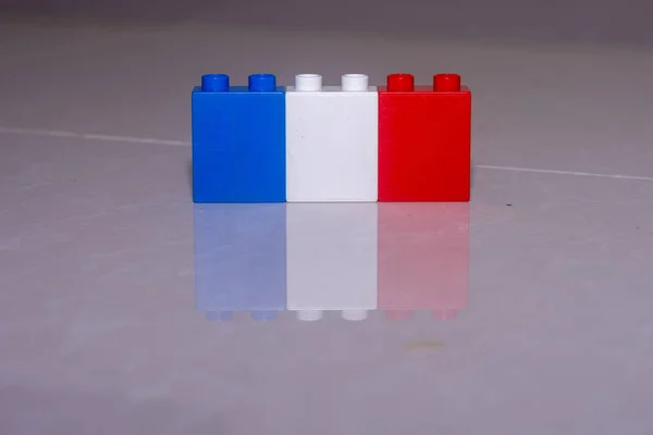 Vlag Van Frankrijk Blauw Wit Rood Gemaakt Van Blokken Een — Stockfoto