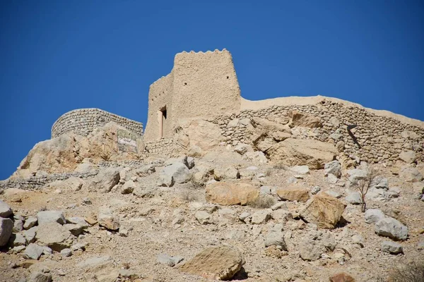 Regard Vers Fort Dhayah Ras Khaimah Soleil Aux Émirats Arabes — Photo