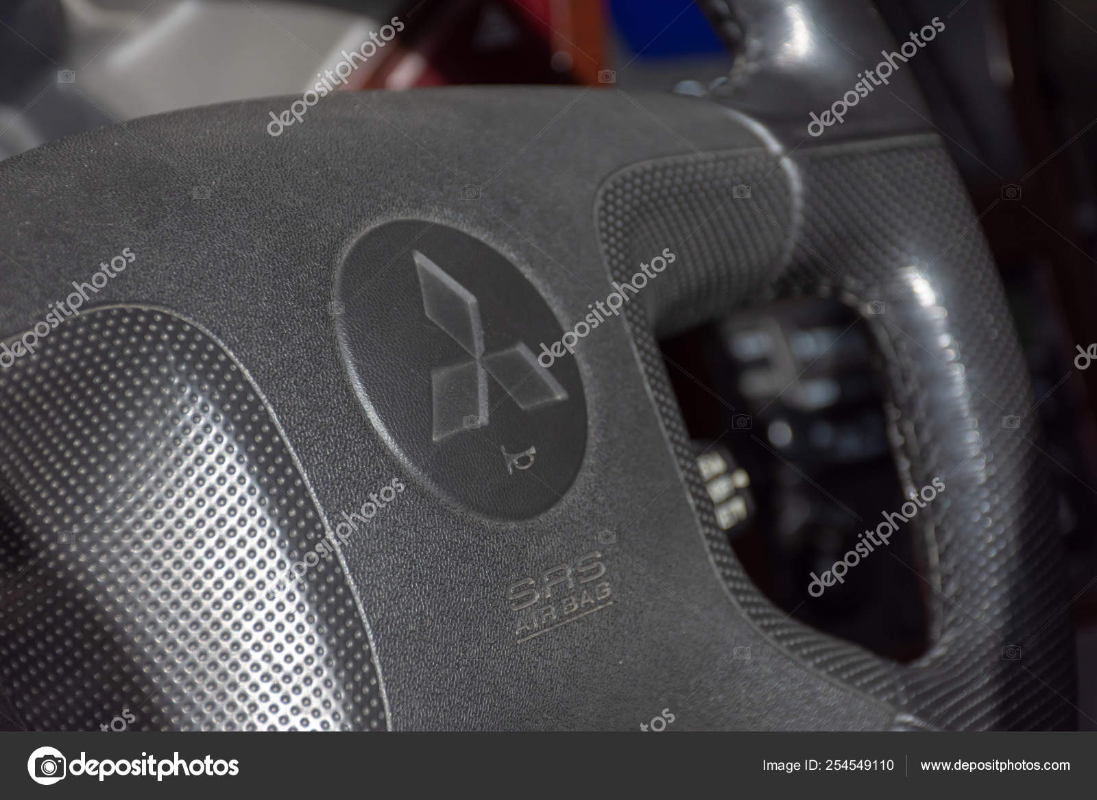 Mitsubishi Logo On Steering Wheel Interior Shot Pajero