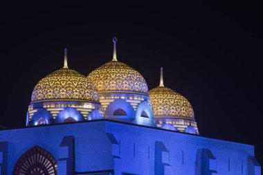 Musca'da gece mor ve sarı parlayan Al Ameen Şehir Camii