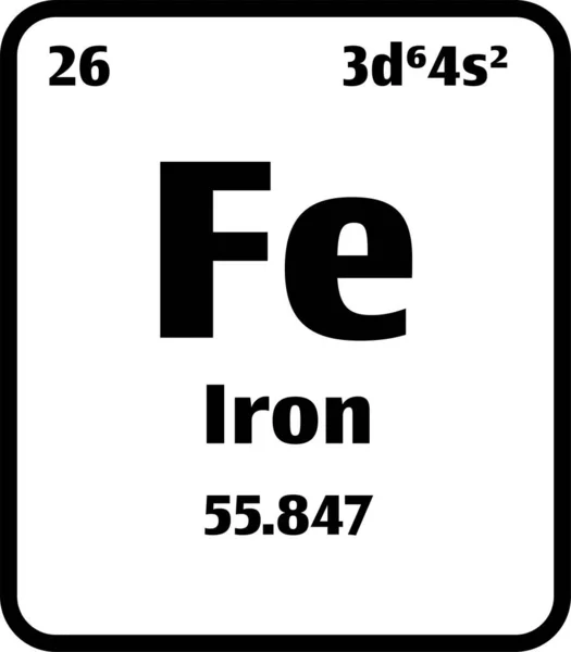 Przycisk Żelaza Czarno Białym Tle Układzie Okresowym Pierwiastków Liczbie Atomowej — Wektor stockowy