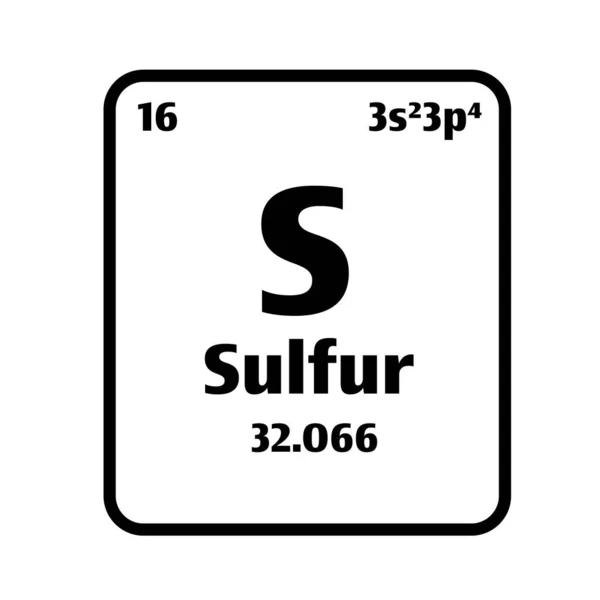元素の周期表上の黒と白の背景の硫黄 ボタン原子番号または化学科学の概念または実験 — ストックベクタ