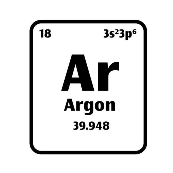 Tlačítko Argon Černobílém Pozadí Periodické Tabulce Prvků Atomovým Číslem Nebo — Stockový vektor