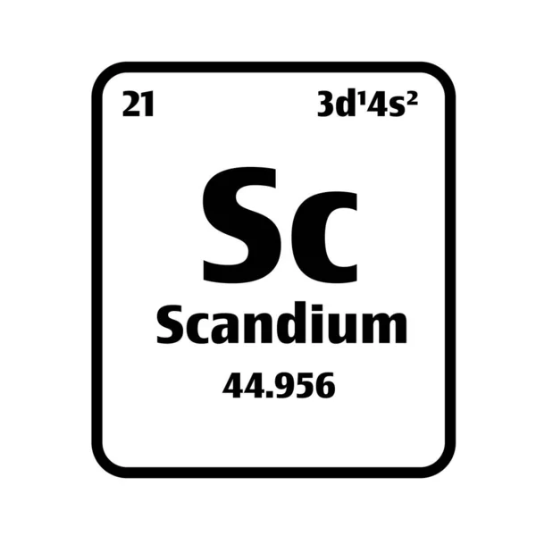 原子番号の元素の周期表上の黒と白の背景のスカンジウム ボタン又は化学科学の概念若しくは実験 — ストックベクタ