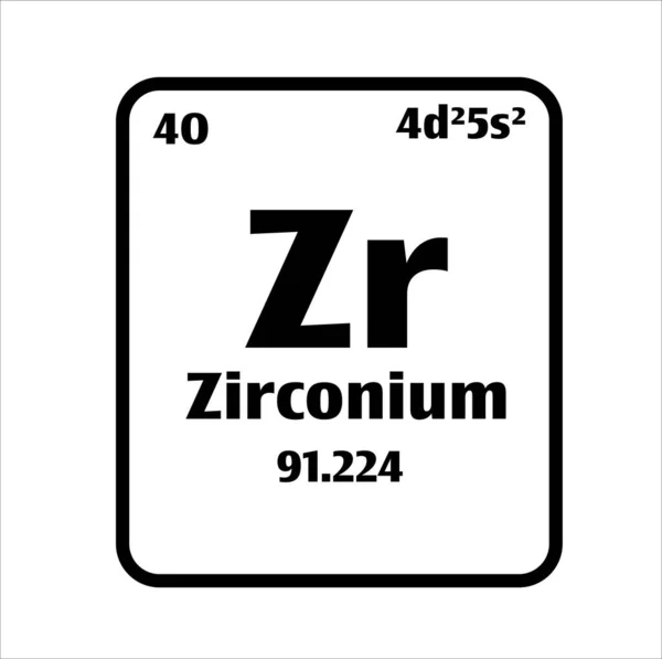 元素の周期表上の黒と白の背景のジルコニウム ボタン原子番号または化学科学の概念または実験 — ストックベクタ