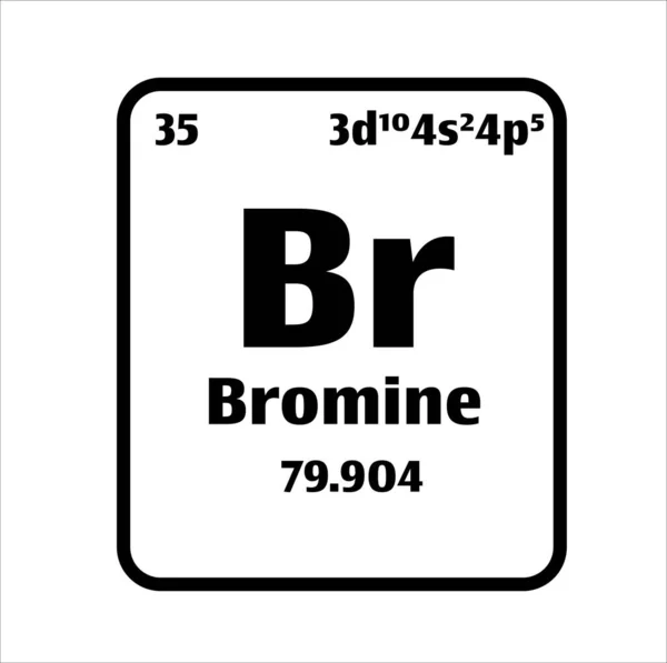 Кнопка Bromine Чорно Білому Тлі Періодичній Таблиці Елементів Атомним Числом — стоковий вектор