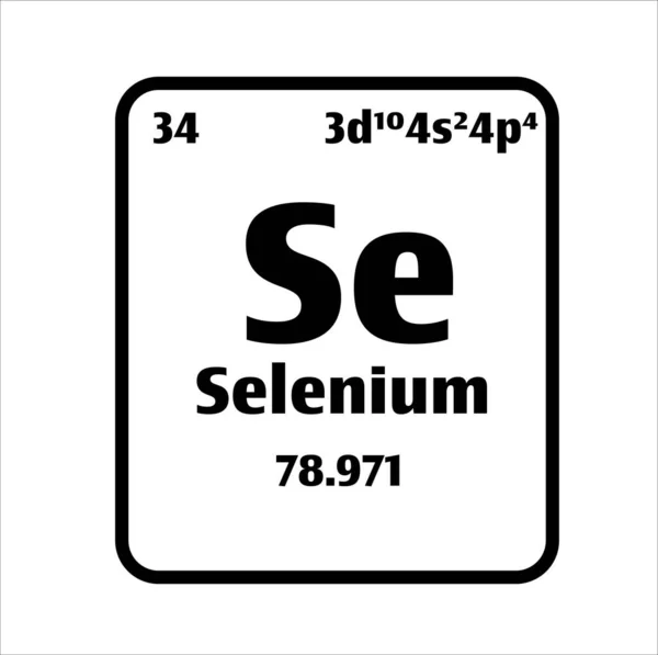 原子番号の元素の周期表上の黒と白の背景のセレニウム ボタン又は化学科学の概念若しくは実験 — ストックベクタ