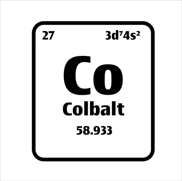 元素の周期表上の黒と白の背景のコバルト ボタン原子番号または化学科学の概念または実験 — ストックベクタ