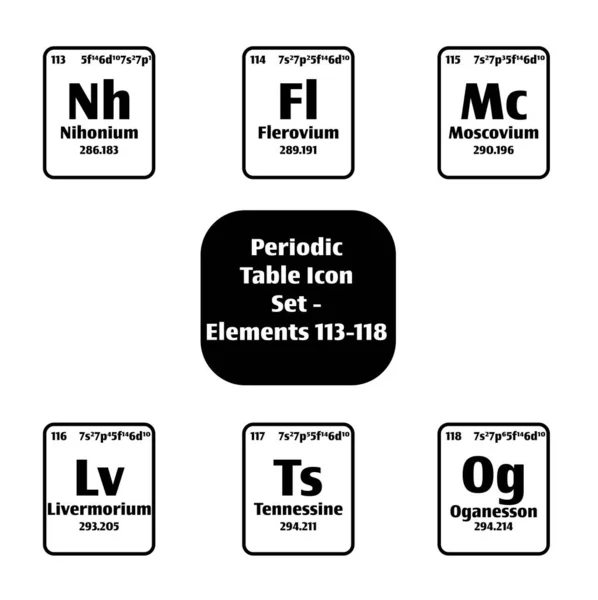 Tabla Periódica Elementos Botón Icono Blanco Negro Elementos Número Atómico — Vector de stock