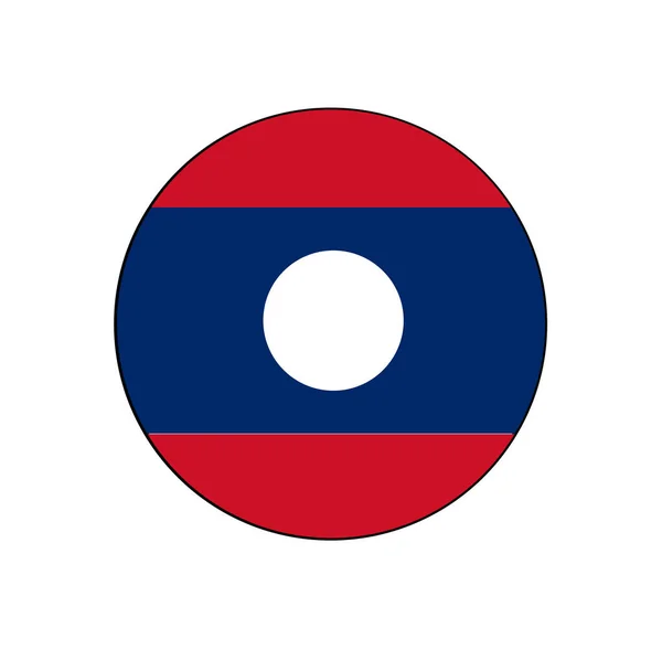 Λάος Κουμπί Σημαία Στρογγυλεμένο Απομονωμένο Λευκό Για Ασιατικές Χώρες Έννοιες — Διανυσματικό Αρχείο