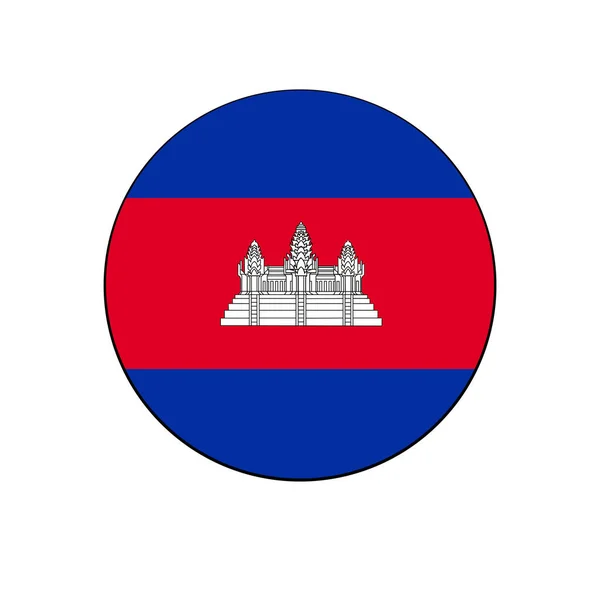 Cambodja Vlag Knop Afgerond Geïsoleerd Wit Voor Aziatische Drukknop Concepten — Stockvector