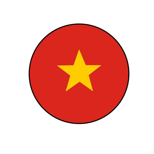 Вьетнамский Флаг Кнопка Округлая Изолированном Белом Азиатской Страны Нажатия Кнопки — стоковый вектор