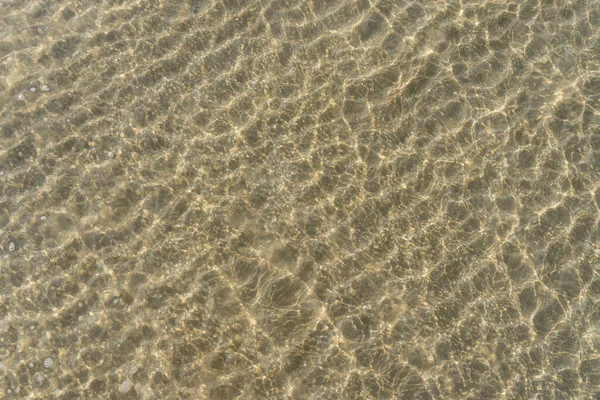 Aerial Top View Clear Water Patterned Sand Tide Comes Beach — Stock Photo, Image