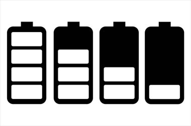 Cep telefonu pili ya da teknoloji aygıtı vektör simgesi tamamen boşluktan neredeyse boş (siyah ve beyaz)