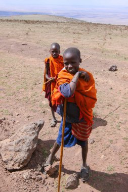 Fotoğraf Masai kabilesinden iki erkek çoban