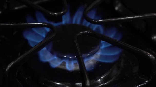 調理用ガスコンロを天然ガスに火をつける — ストック動画
