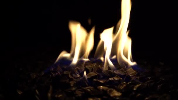 Propane Fire Pit Black Volcanic Rock — Stock Video