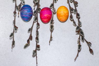 Söğüt dalları arasında boyalı yumurta