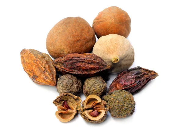 Triphala Ayurvedic Fruits White Background Stock Picture