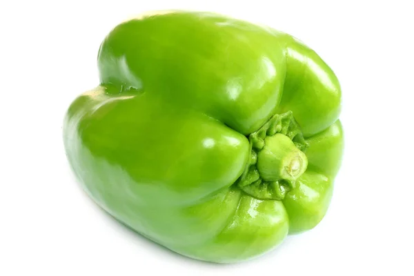 Groene Paprika Geïsoleerd Witte Achtergrond — Stockfoto