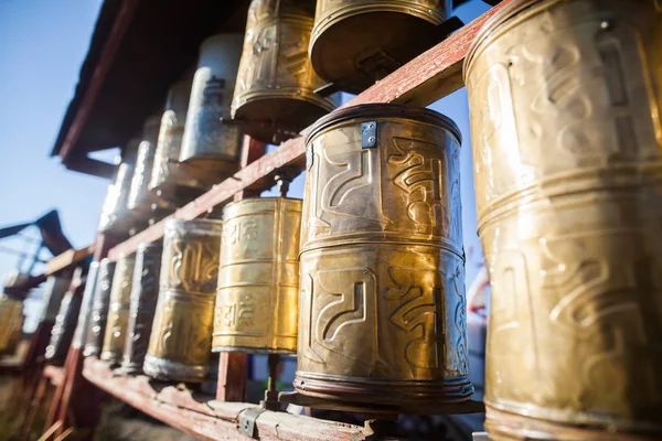 Spinning Buddhist Prayer Drums Monastery Mongolia — Stock Photo, Image