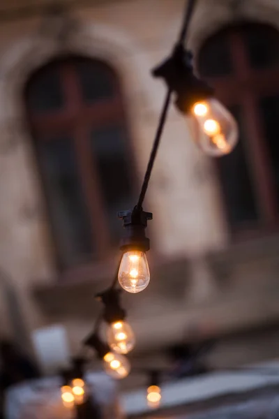 Imagen Color Una Guirnalda Con Luces Noche — Foto de Stock