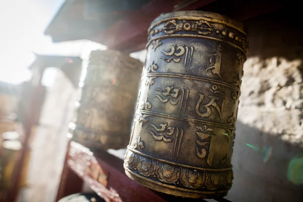 Spinning Buddhist Prayer Drums Monastery Mongolia — Stock Photo, Image