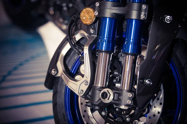 Color Image New Motorcycle Front Double Shock Absorbers — Stock Photo, Image