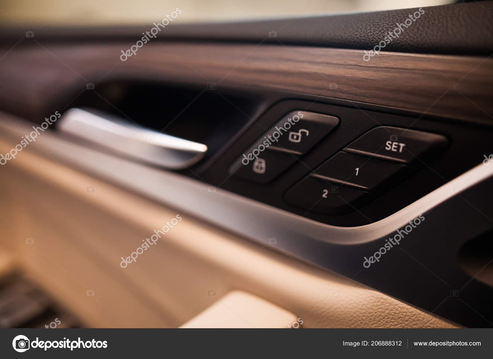 Close Image Lock Button Car's Door Stock Photo by 206888312