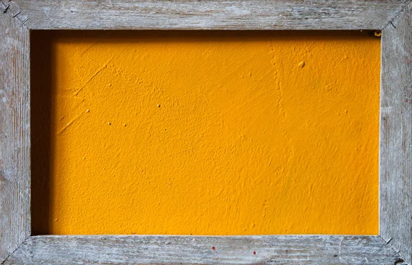 Imagen Color Marco Viejo Madera Con Fondo Pintado Amarillo —  Fotos de Stock