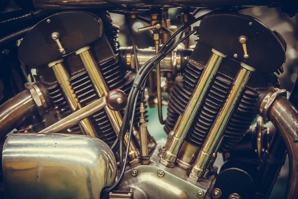 Close Shot Twin Motorcycle Engine — Stock Photo, Image