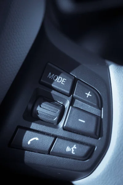 Detalhe Sobre Mãos Botões Livres Dentro Carro — Fotografia de Stock