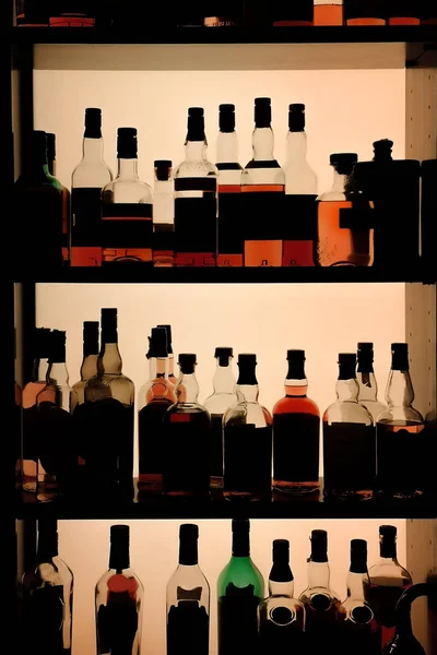 Various Bottles Alcohol Displayed Pub — Stock Photo, Image