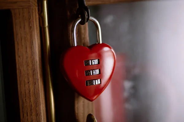 Close Shot Heart Shaped Padlock Numbers — Stock Photo, Image