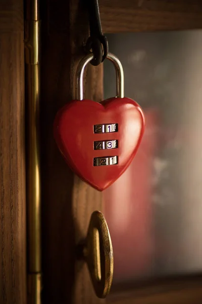 Close Shot Heart Shaped Padlock Numbers — Stock Photo, Image