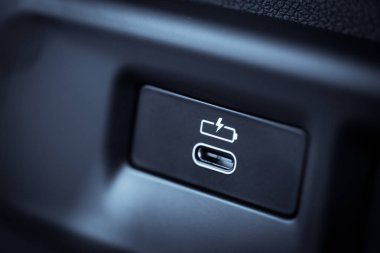 Soket şarj bir Usb tip C plug atış kapatın.